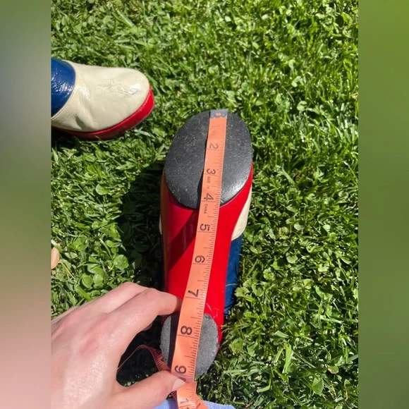 70s Vintage Red White and Blue Platform Clogs - Picture 12 of 14